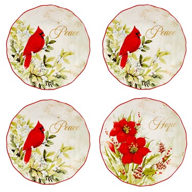 Certified International Winter's Medley 8.5" Salad/Dessert Plates, Set of 4, Multicolor, Medium