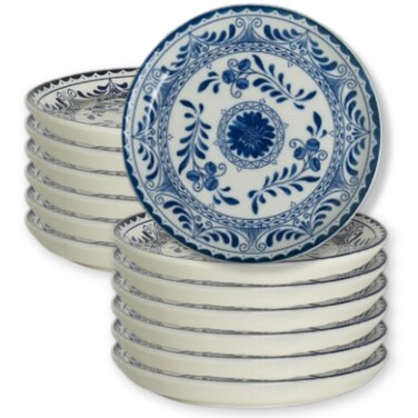 Steelite Lunch, Dessert, Salad Plates, Anfora Talavera Motiva, Fully Vitrified China Earthenware, Ornate Spanish Floral, Premium Foodservice, Commercial Restaurant Use, 9" Round, Blue, 12 Pieces