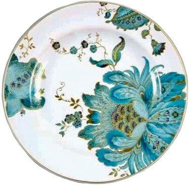 222 Fifth Eliza Teal Fine China Salad Plates, Set of 4, Circle