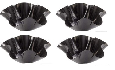 Chefcaptain Tortilla Pan Set Non Stick Steel Taco Salad Bowl Makers Tortilla Shell Maker Extra Thick Steel Set of 4