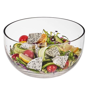 KMwares 100oz(3 Quart) Clear, Thick, Durable Glass Salad/Fruit/Dessert/Serving/Mixing Round Bowls(8.7"/22cm X 4.3"/11cm)