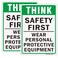 Think Safety First Sign 2 Pack, 10x14 Inches Wear Personal Protective Equipment Sign, Aluminum Reflective Warning Sign for Indoor or Outdoor Use- UV Protected-Fade Resistance- Weatherproof
