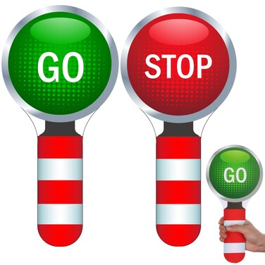2 Pack Stop Sign for Kids Double Sided Stop and Go Sign with Handle PVC Waterproof Crossing Guard Stop Sign Room Decor Red Green Light Sign Game for Kids Teaching Traffic Safety,13 x 6.3 inches