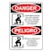 ComplianceSigns.com DANGER Confined Space Do Not Enter Without Permit &amp; Authorized Attendant English + Spanish OSHA Safety Sign, 7x5 in. Vinyl