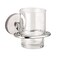 Tredoni Wall-Mounted Brushed-Nickel Chrome Toothbrush Holder with Clear Glass Tumbler/Cup (Brushed Nickel)