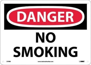 NMC D79RB OSHA Sign, "DANGER NO SMOKING", 14" Width x 10" Height, Rigid Plastic, Black/Red On White