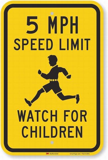 Safety Sign 8x12 Danger Sign 5 MPH Speed Limit - Watch for Children Wall Art Warning Caution Tin Signs Metal Road Yard Decor