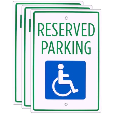Handicap Parking Sign &acirc;&euro;&ldquo; 18" x 12" Aluminum Safety Warning Sign (3-pack) For Parking Lots, Private Driveways, &amp; Businesses