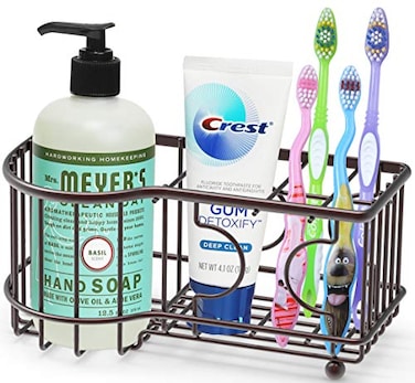 Simple Houseware Multi-Functional 6 Slots Toothbrush Holder, Bronze