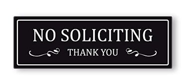TRUSTY Indoor Outdoor No Soliciting Sign Removable Decal Sticker for Home Business (2" H x 6" W) Black