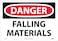 NMC D37RB OSHA Sign, "DANGER FALLING MATERIALS", 14" Width x 10" Height, Rigid Plastic, Black/Red On White