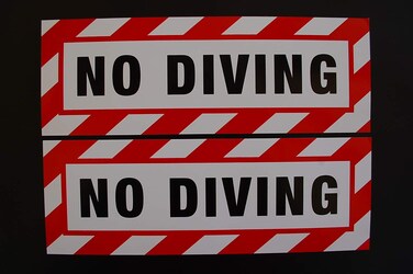 (2 Pack) No Diving Vinyl Stickers Decals 10" X 3.5" Each (X2PS 81)