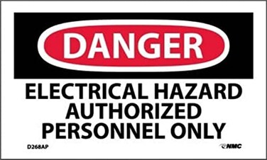 NMC D268AP OSHA Sign, Legend "DANGER - ELECTRICAL HAZARD AUTHORIZED PERSONNEL ONLY", 5" Length x 3" Height, Pressure Sensitive Vinyl, Black on White (Pack of 5)