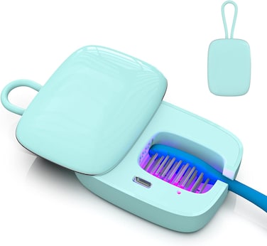 Toothbrush Covers, Portable Toothbrush Holder with Cleaning Light, Rechargeable Travel Toothbrush Box Case with Holder for Household and Travelling or Business Trips (Blue)
