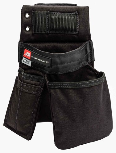 Diamondback Clavo Pouch - Small Tool Pouch with 2 Pockets, 3 Slots &amp; Magnet - Ideal for Tool Belts for Men &amp; Women in Carpentry &amp; Installation - Modular Left-Sided Tool Belt Pouches (Black)