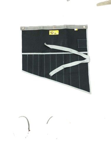 BULL TOOLS Wrench Roll Up Pouch &amp; Tool Organizer Bag Handmade Dyed 100% Cotton 15 Oz. Duck Canvas Hand Crafted Metric or SAE 10 Pocket - Dyed Coal Black - (Tools are not included)