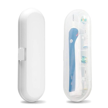 Fowecelt 2 Pack Electric Toothbrush Travel Case for Oral-B Pro and Other Electric Toothbrush, Portable Travel Toothbrush Holder (White &amp; Clear)