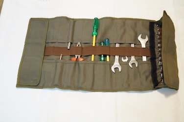 BULL TOOLS Wrench Pouch 35 Pocket Tool Organizer 100% Cotton Canvas SAE &amp; Metric Roll Up Pouch Tool Bag Hand Crafted, Heavy Weight - Olive Drab - (Tools are not Included)