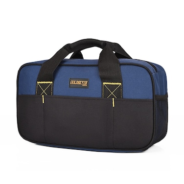 Goldskyus 14Inch Close Top Wide Mouth Tool Storage Bag,Small tool bag with Waterproofed Electricians Repairman Tools Tote Bag Double Fabric Storage Bag for Electrician, Plumbing(Blue)