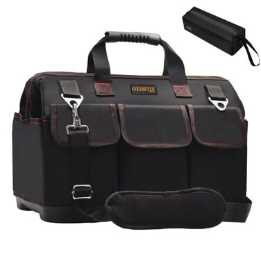 GoldskyUS 22-Inch Wide Mouth Bottom Tool Bag Heavy Duty Waterproof Tool Storage Bag with Adjustable Shoulder Strap Equipment Storage. (Red-22Inch)