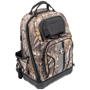 Klein Tools 62800BPCAMO Backpack Tool Bag, Tradesman Pro Extra-Large 40-Pocket Jobsite Camo Tool Backpack with Molded Bottom, Charging Port