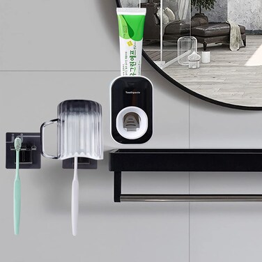Automatic Toothpaste Dispenser &amp; Toothpaste Holders and Wall Mounted Cup 3 Piece Set, is Wall Mounted for Bathroom,Toothpaste Squeezer for Kids &amp; Family Shower by Mr. Thumbs(Grey Set)