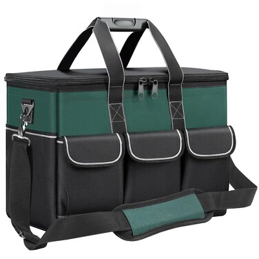 ToolSentryX 14" Heavy Duty Tools Bag, Multi-Purpose Tool Organizer Bag for Electrician/Gardener/Repairman/Contractor, Foldable Tool Bag with 14 Pockets and Adjustable Shouder Straps