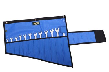 ADITEE Wrench Tool Roll Up Pouch 12 Pockets Metric &amp; Standard Small Hand Tools Organizer &amp; Roll Up Tool Bag Hand Made Dyed &amp; Sand Washed 100% Ballistic Polyester - Blue