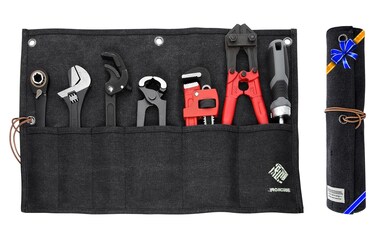 IRONCUBE Tool Pouch, 6 Pockets Heavy Duty Canvas Tool Bag, Roll-Up Storage Bag for Hand Tools