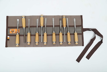 BULL TOOLS Tool Bag Organizer &amp; Wrench Roll Up Pouch Wood Working And Carving Hand Tool Storage &amp; Organizer Tool Roll Pouch 16 Pocket - Khakee - (Tools are not included)