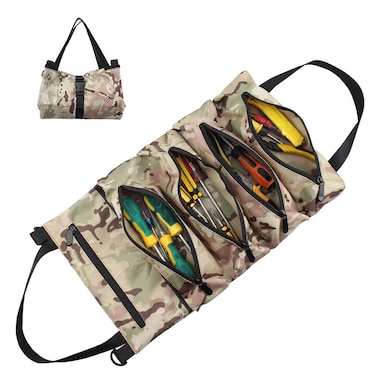 GEEDUD Roll Up Tool Bag, Wrench Roll Up Pouch Multi-Purpose Canvas Tool Roll Organize CP