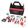 DNA MOTORING 21-Piece Red Tool Set - Portable Household Hand Tool Kit with Wide Mouth Canvas Storage Bag for DIY Home Repairing, Gift for Women Girls Ladies, TOOLS-00207