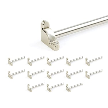 Renovators Supply Manufacturing Brushed Satin Nickel Carpet Runner Rod Set for Staircases 39 5/8 Inches L 1/2 Inch Dia Durable Tarnish Resistant Brass Tubes with Holder Bracket Hardware Pack of 13