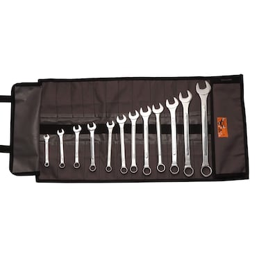 BULL TOOLS 35 Pocket Wrench Organizer Roll Up Pouch Tool Bag Metric &amp; SAE Hand Crafted, Water Proof Heavy Weight Ballistic Polyester Oxford Canvas - Grey - (Tools are not included)