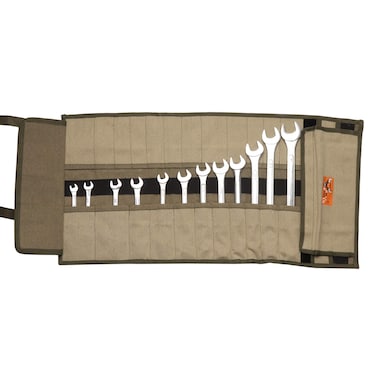 BULL TOOLS 35 Pocket Wrench Pouch Metric &amp; Standard Tool Set Organizer &amp; Roll Up Pouch Tool Bag Handmade 100% Cotton Canvas Canvas - Sand Washed Olive Drab - (Tools are not Included)