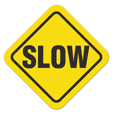 ifloortape Heavy Duty Adhesive Vinyl Black SLOW Safety Floor Sign, 17 Inch Visual Signage for Industrial Areas