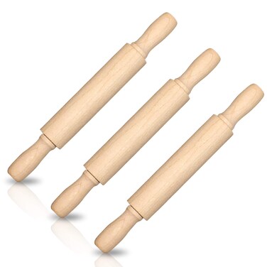 ArtCreativity 7 Inch Mini Rolling Pins for Kids - Set of 3 - Small Wooden Rollers for Baking, Cooking, Play Doh, Clay, Cookie Dough - Arts and Crafts Toy Supplies for Boys and Girls
