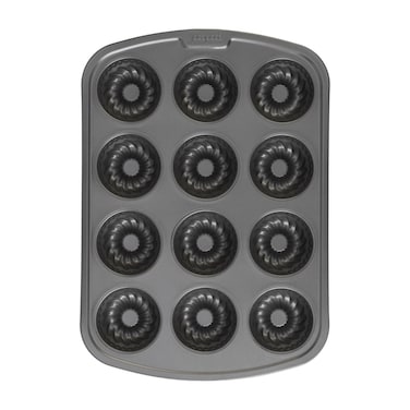 GoodCook Everyday 12-Cup Nonstick Steel Mini Fluted Cake Pan, Gray