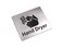 Hand Dryer Sign &brvbar; Self Adhesive &brvbar; Thick 1.5mm (1/16") Sticky backing &brvbar; Metallic Silver with Engraved Black Universal Icon Symbol and Text (Size 4.6 x 3.6")