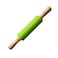 1 Piece Small Silicone Rolling Pin Nonstick Silicone Roller Pin Wooden Handle Pizza Roller Tortilla Dough Roller for Baking Home Kitchen Cake Bread Cookie Dumpling, 9 Inch, Green