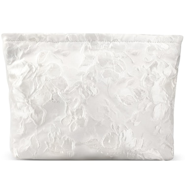 ZLFSRQ Flower Makeup Bag for Women Girls Teens Travel Cute Floral Cosmetic Bags Large Zipper Cosmetic Pouch for Purse Portable Toiletry Bag Aesthetic Embossed White Makeup Brushes Storage Organizer