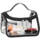 HAOGUAGUA Heavy Duty Clear Cosmetic Bag Waterproof Transparent Travel Makeup Toiletry Organizer Bag (Black)