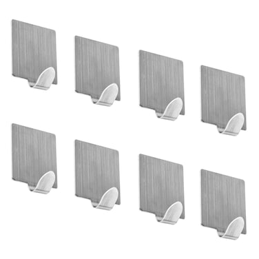 8 Pack Adhesive Hooks, Wall Hangers Sticky Hooks Waterproof Stainless Steel Hanger Towel Holder Stcik on Hooks for Hanging Bathroom Kitchen Home Organizer