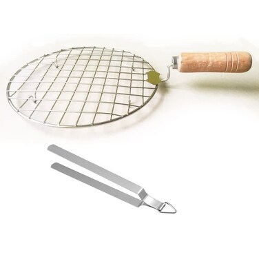 Sahishnu Online &amp; Marketing Round Roasting Net with Cooking Tong,Papad Roaster, Roasting Pan,Wire Roaster,Roasting Net, Steel Cooking Tong,Chimata