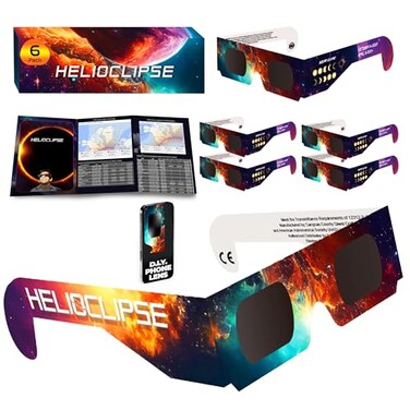 Solar Eclipse Glasses AAS Approved 2024 - [6 Pack] Trusted for Direct Solar Eclipse Viewing - ISO 12312-2 &amp; CE Certified