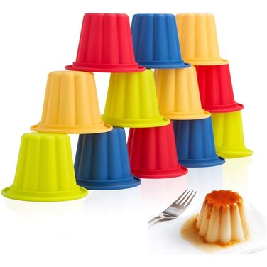 Webake Jello Shot Cups Silicone Popover Pan Pudding Baking Cup Nonstick Muffin Cupcake Liner 12 Pack