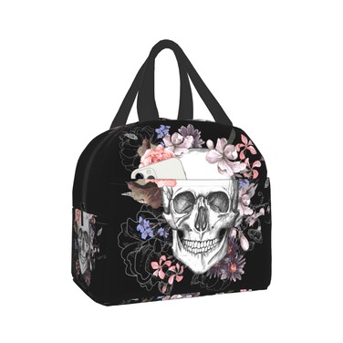 Sugar Skull Lunch Bag Insulated Floral Skull Lunch Box Gift Women Men Cooler Teto Bags for Work Office