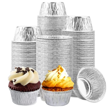 Aluminum Foil Ramekins [150 Pack] Ramekins 4 oz Aluminum Disposable Ramekins, Aluminum Tin Foil Pans Cups Baking Cups for Roasting Tart, Pudding, Souffle, Appetizer