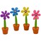 Maydahui 4 PCS Flower Ballpoint Pens with Plant Pot Stand on Desk Set Cute Creative Design Colorful for Student Party Valentine's Day(Black and Blue Ink Random Delivery)