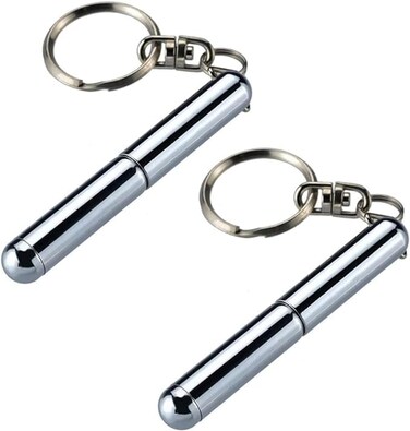 2Pcs Silver Retractable mini pen made of stainless steel Metal Tool Pen Retractable pocket pen keychain Dad gadgets,birthday,Christmas for Students,Office Staff,Portable Ballpoint Pens Car Keychains